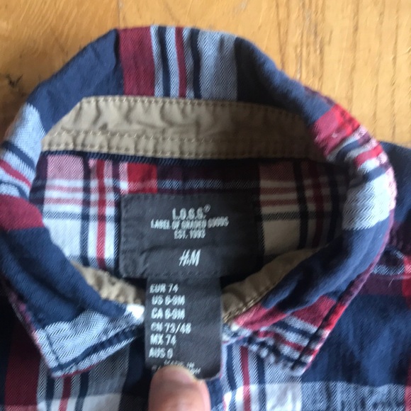 H&M Boy Plaid Shirt with Elbow Patches - Picture 3 of 7